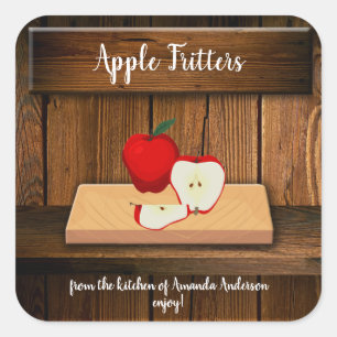 Apple Fritters 3" q Produktetikett Quadratischer Aufkleber