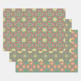 Apple Fruit Abstraktes Vintages geometrisches Must Geschenkpapier Set
