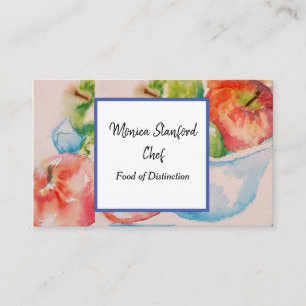 Apple Fruit Food Koch Watercolor Business Card Visitenkarte