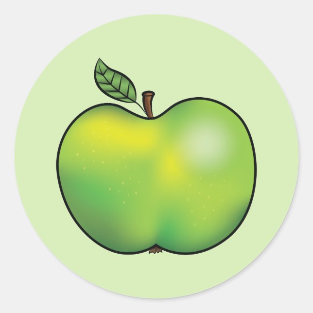 Apple Fruit Illustration zum grünen Cartoon Runder Aufkleber (Vorderseite)