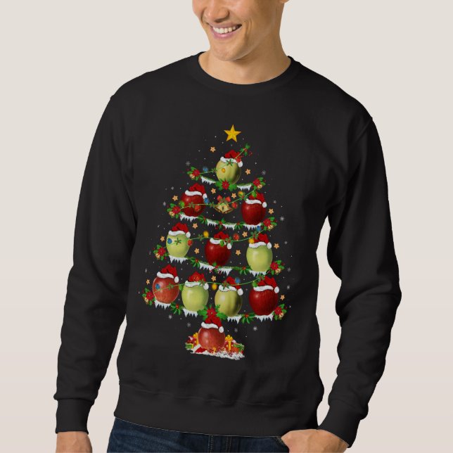 Apple Fruit Lover Xmas Lighting Apple Christmas Tr Sweatshirt (Vorderseite)