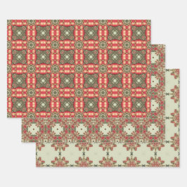 Apple Fruit Vintag Lebendes Abstraktes Muster Set  Geschenkpapier Set