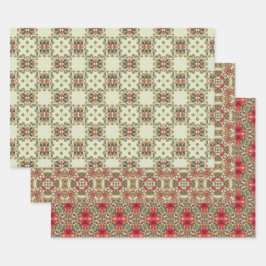Apple Fruit Vintag Lebendes Abstraktes Muster Set  Geschenkpapier Set