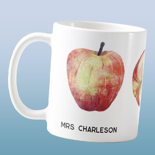 Apple Fruit Watercolor Personalisiert Teacher Kaffeetasse