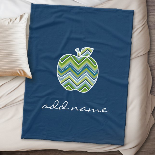 Apple für benutzerdefinierte Lehrer mit trendy Zic Fleecedecke (Personalized fleece blanket with a chevron pattern apple)