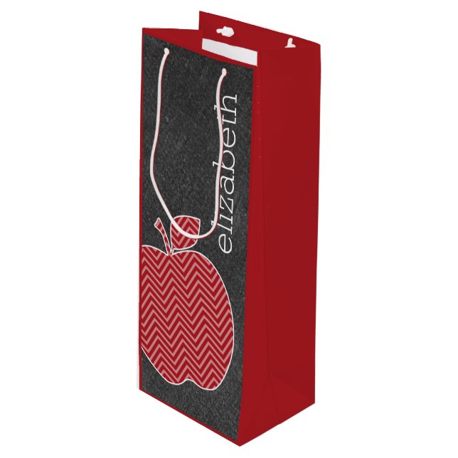 Apple für benutzerdefinierte Lehrer mit trendy Zic Geschenktüte Für Weinflaschen (Vorderseite Schrägansicht)