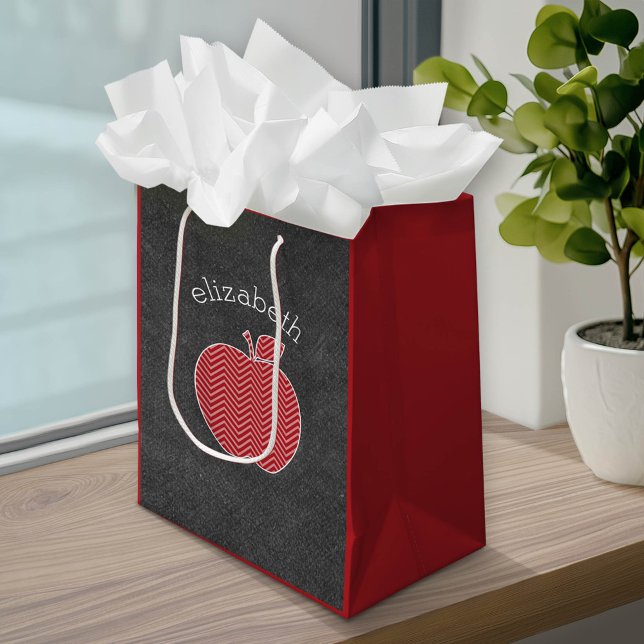 Apple für benutzerdefinierte Lehrer mit trendy Zic Mittlere Geschenktüte (Custom Gift Bag)