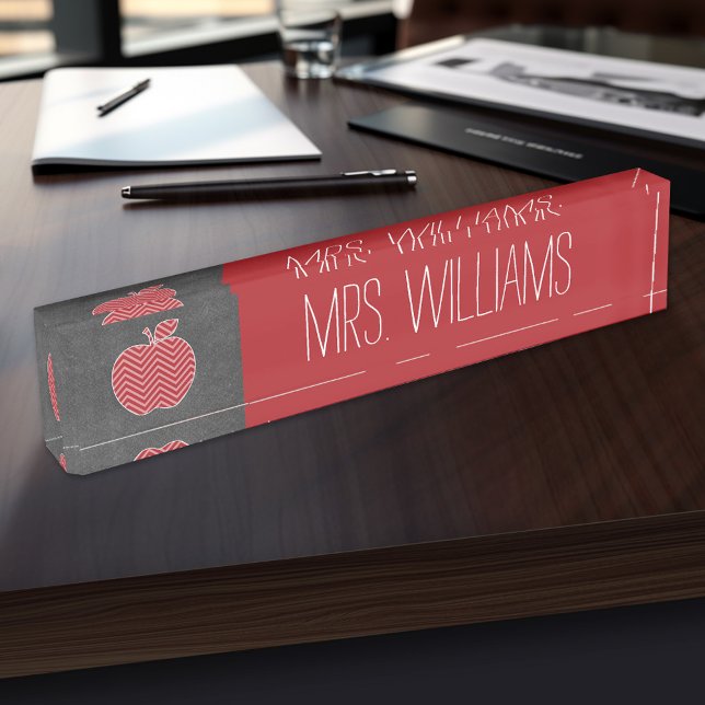 Apple für benutzerdefinierte Lehrer mit trendy Zic Namensplakette (Personalized Teacher Name Plate)