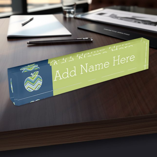 Apple für benutzerdefinierte Lehrer mit trendy Zic Namensplakette (Personalized Teacher Name Plate)