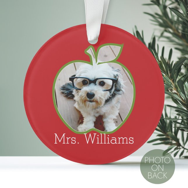 Apple für benutzerdefinierte Lehrer mit vertikalem Ornament (Personalized Wedding Anniversary Photo Ornament)