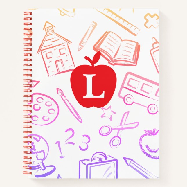 Apple für die Lehrer Monogram Spiral Notebook Notizbuch (Vorderseite)