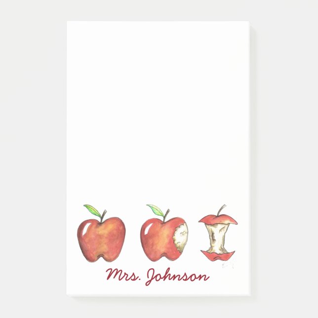 Apple für die Lehrerin Äpfel Geschenk Post-it Klebezettel (Vorderseite)