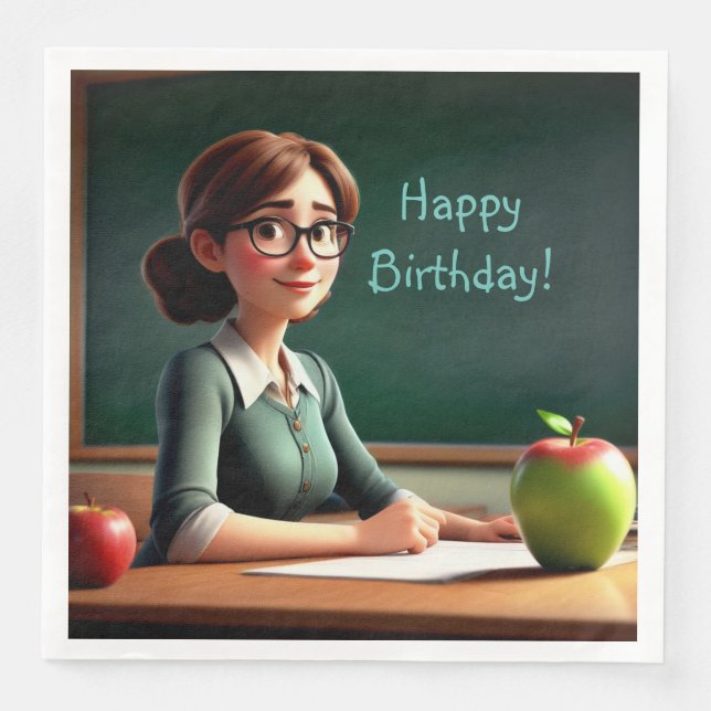 Apple für Lehrer Geburtstag Serviette (Vorderseite)