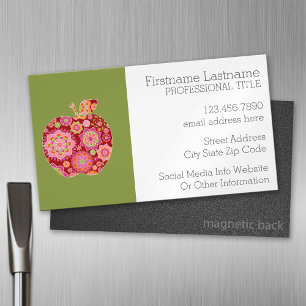 Apple für maßgeschneiderte Lehrer mit trendy flora Magnetische Visitenkarte