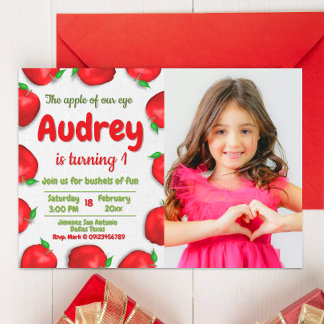 Apple Geburtstag mit Foto Einladung