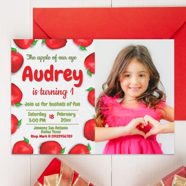 Apple Geburtstag mit Foto Einladung (Apple Birthday Landscape Invitation with Photo)