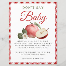 Apple & Gingham Baby Shower Say Baby Game nicht