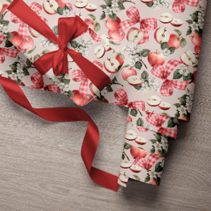 Apple & Gingham Bow Baby Showpapier Geschenkpapier