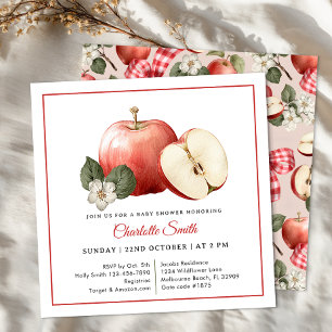 Apple Gingham Bow Fall Baby Shower Einladung