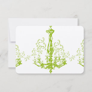 Apple Green Antique Chandelier Wedding Response RSVP Karte