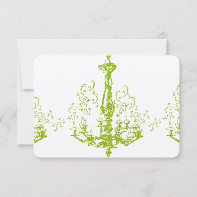 Apple Green Antique Chandelier Wedding Response RSVP Karte (Vorderseite)