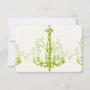 Apple Green Antique Chandelier Wedding Response RSVP Karte