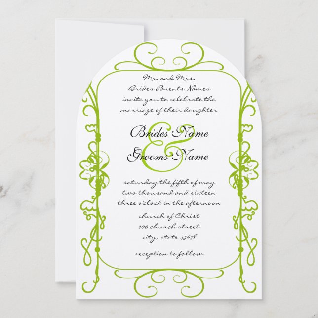 Apple Green Antique Frame Wedding Einladung (Vorderseite)