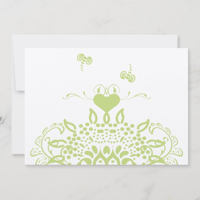 Apple Green Bees and Hearts Wedding Response Einladung (Vorderseite)