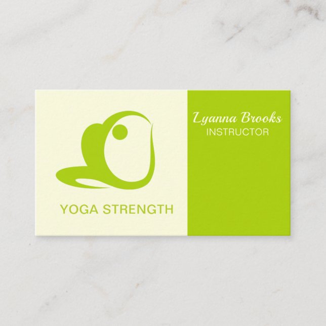 Apple Green Beige Yoga Strength Business Card Visitenkarte (Vorderseite)