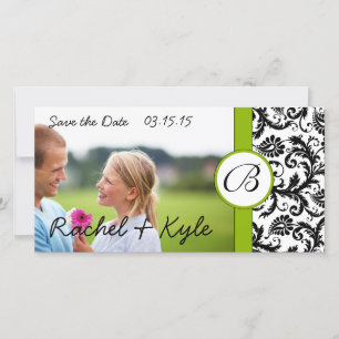 Apple Green Black Damask Save the Date Ihr Foto