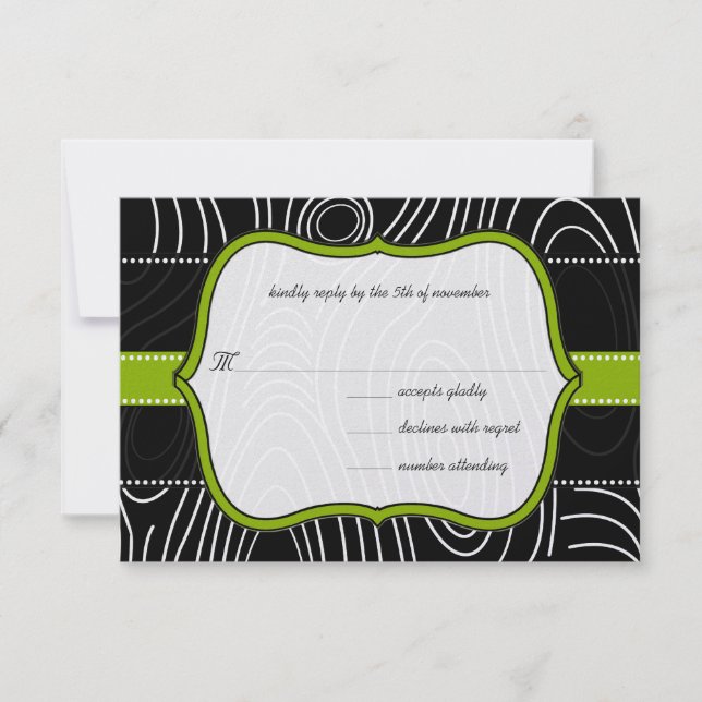 Apple Green Black Vintag Damask Wedding Einladung (Vorderseite)