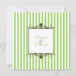 Apple Green, Brown, White Stripes Scrolls laden ei Einladung