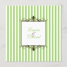 Apple Green, Brown, White Stripes Scrolls laden ei Einladung