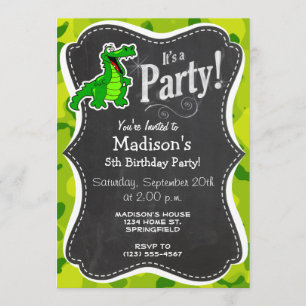 Apple Green Camouflage; Alligator, Gator Einladung