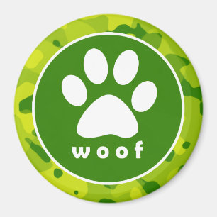 Apple Green Camouflage; Paw Print Magnet