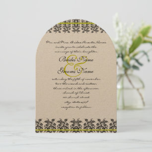 Apple Green Damask Borders Wedding Invitation Einladung