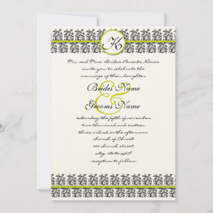 Apple Green Damask Borders Wedding Invitation Einladung