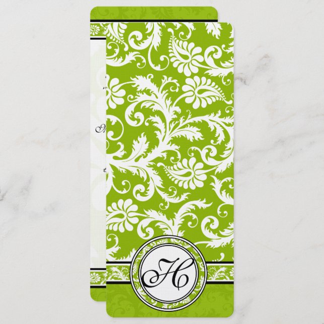 Apple Green Damask Einladung (Vorne/Hinten)