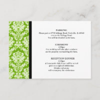 Apple Green Damask Hochzeit Beilagekarte