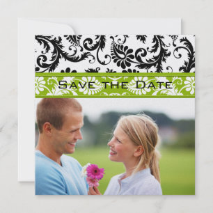 Apple Green Damask-Wirbel beim Hochzeitstich speic Save The Date