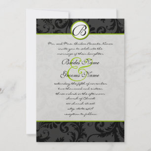 Apple Green Damask Wirbel Hochzeitsfeier Einladung