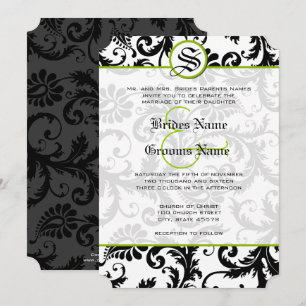Apple Green Damask Wirbel Hochzeitsfeier Einladung