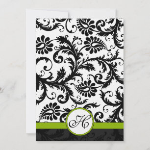 Apple Green Damask Wirbel Hochzeitsfeier Einladung