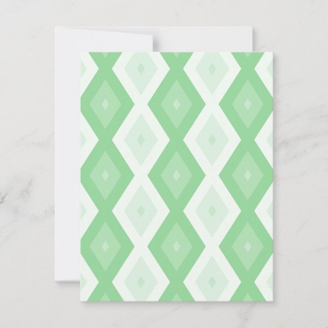 Apple green diamond pattern RSVP karte (Vorderseite)