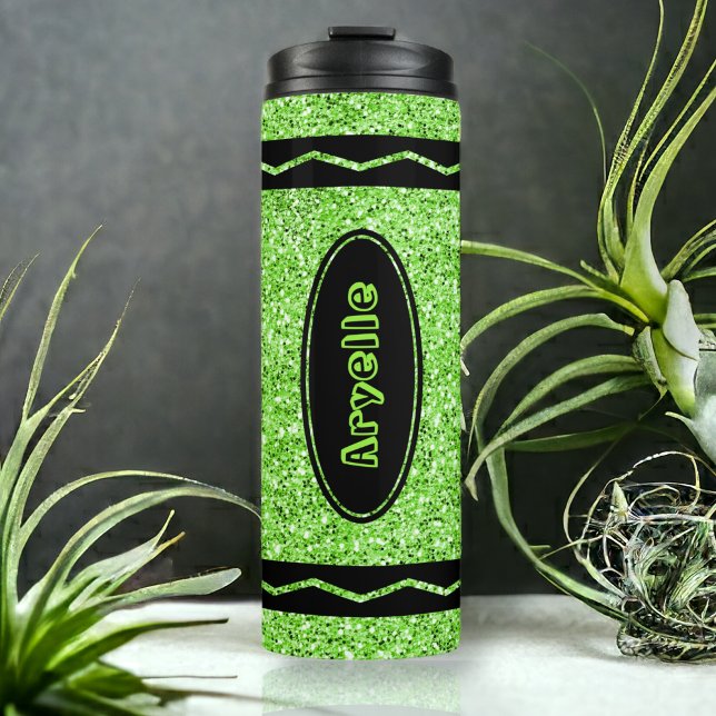 Apple Green Glitzer Crayon Hot Drink Name Tumbler Thermosbecher (Von Creator hochgeladen)