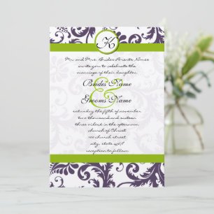 Apple Green Lapis Lila Damask Einladung