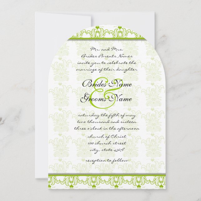 Apple Green Love Birds Hochzeitseinladung Einladung (Vorderseite)