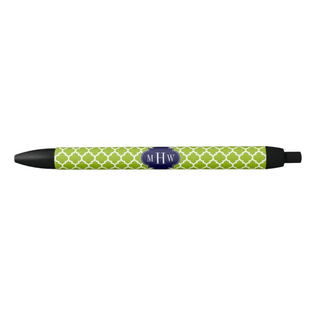 Apple Green mit marokkanischer #5 Navy 3 Initial M Kugelschreiber (Vorderseite)