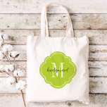 Apple Green Monogram Bridesmaid Tote Bag Tragetasche<br><div class="desc">Niedlich trendige mit Monogramm Hochzeitsfeiertagssäcke personalisiert mit einem eigenen Monogramm-Initial,  Bräunungstext oder fügen einen Namen oder eine andere Nachricht hinzu. Klicken Sie auf Anpassen,  um Schriftart und Farben zu ändern,  um ein einzigartiges Geschenk für Ihre Brautmädchen und Hochzeitsfeier zu schaffen!</div>