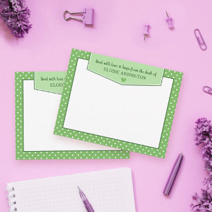 Apple Green Polka Dots Herzstück geschickt mit Lie Mitteilungskarte